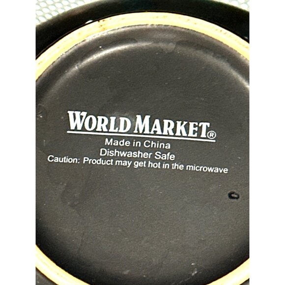 World Market Ramen Bowl With Handles Black Red Ceramic Soup Bowl BEAUTIFUL - Picture 2 of 7